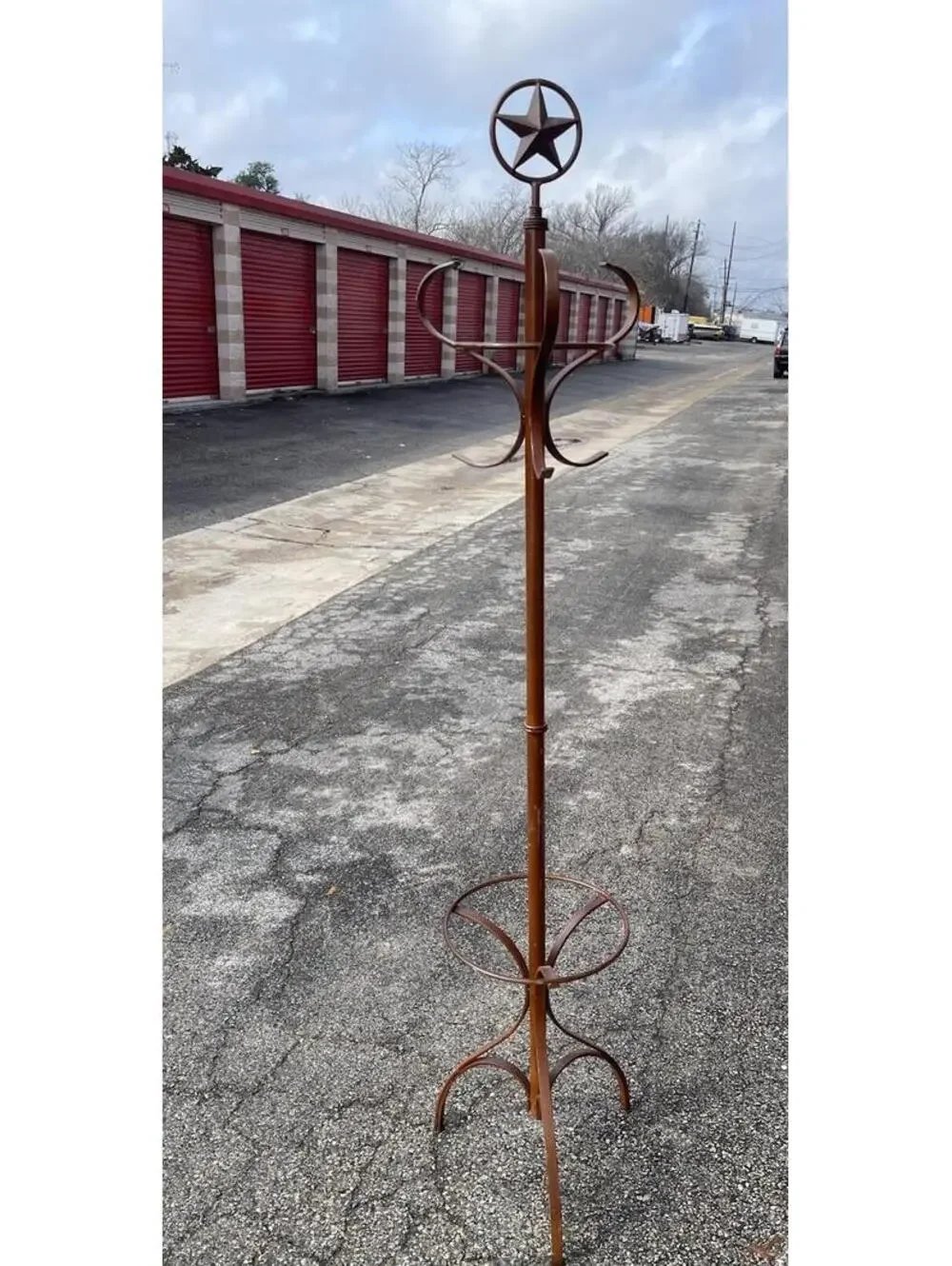 Vintage Iron Coat Rack Hat Stand Lone Star Western Texas Style Floor